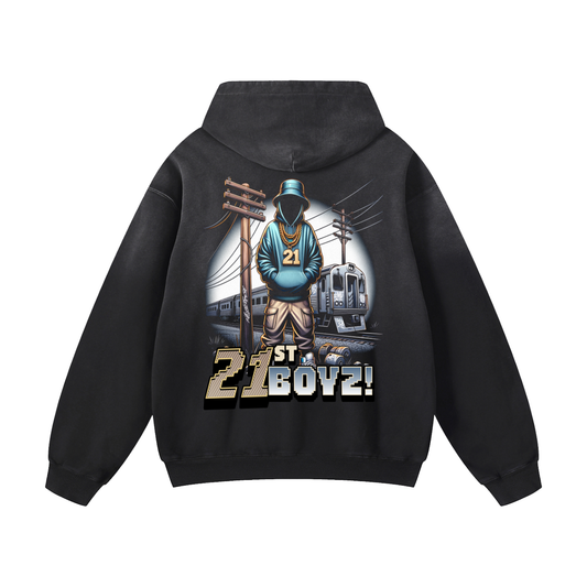 Heavyweight 21st Boyz Oversized Hoodie | Men Oversized Hoodie, Women Oversized Hoodie, Black Oversized Hoodie, Heavyweight Hoodie, Sunfade Hoodie, Vintage Wash Hoodie, Heavyweight Oversized Hoodie, Sunfaded Streetwear, Premium Streetwear USA, Vintage Look Hoodie, Heavyweight Sunfade Oversized Hoodie, Luxury Oversized Hoodie, Hoody 