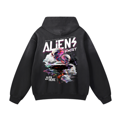 Heavyweight Aliens Exist Oversized Hoodie | Men Oversized Hoodie, Women Oversized Hoodie, Black Oversized Hoodie, Heavyweight Hoodie, Sunfade Hoodie, Vintage Wash Hoodie, Heavyweight Oversized Hoodie, Sunfaded Streetwear, Premium Streetwear USA, Vintage Look Hoodie, Heavyweight Sunfade Oversized Hoodie, Luxury Oversized Hoodie, Hoody 