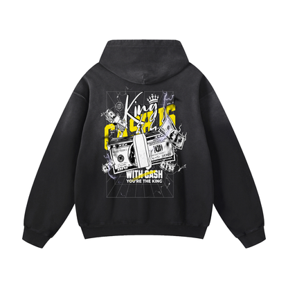 Heavyweight Cash Is King Oversized Hoodie | Men Oversized Hoodie, Women Oversized Hoodie, Black Oversized Hoodie, Heavyweight Hoodie, Sunfade Hoodie, Vintage Wash Hoodie, Heavyweight Oversized Hoodie, Sunfaded Streetwear, Premium Streetwear USA, Vintage Look Hoodie, Heavyweight Sunfade Oversized Hoodie, Luxury Oversized Hoodie, Hoody 