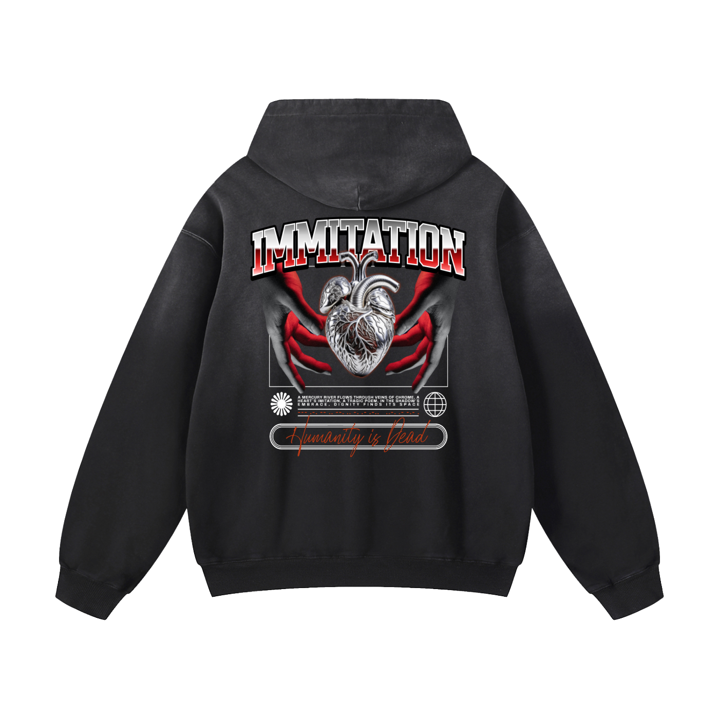 Heavyweight Dead Humanity Oversized Hoodie | Men Oversized Hoodie, Women Oversized Hoodie, Black Oversized Hoodie, Heavyweight Hoodie, Sunfade Hoodie, Vintage Wash Hoodie, Heavyweight Oversized Hoodie, Sunfaded Streetwear, Premium Streetwear USA, Vintage Look Hoodie, Heavyweight Sunfade Oversized Hoodie, Luxury Oversized Hoodie, Hoody 