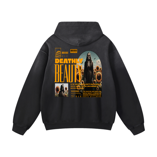 Heavyweight Deathly Beauty Oversized Hoodie | Men Oversized Hoodie, Women Oversized Hoodie, Black Oversized Hoodie, Heavyweight Hoodie, Sunfade Hoodie, Vintage Wash Hoodie, Heavyweight Oversized Hoodie, Sunfaded Streetwear, Premium Streetwear USA, Vintage Look Hoodie, Heavyweight Sunfade Oversized Hoodie, Luxury Oversized Hoodie, Hoody 