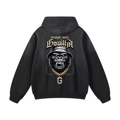 Heavyweight Gorilla Oversized Hoodie | Men Oversized Hoodie, Women Oversized Hoodie, Black Oversized Hoodie, Heavyweight Hoodie, Sunfade Hoodie, Vintage Wash Hoodie, Heavyweight Oversized Hoodie, Sunfaded Streetwear, Premium Streetwear USA, Vintage Look Hoodie, Heavyweight Sunfade Oversized Hoodie, Luxury Oversized Hoodie, Hoody 