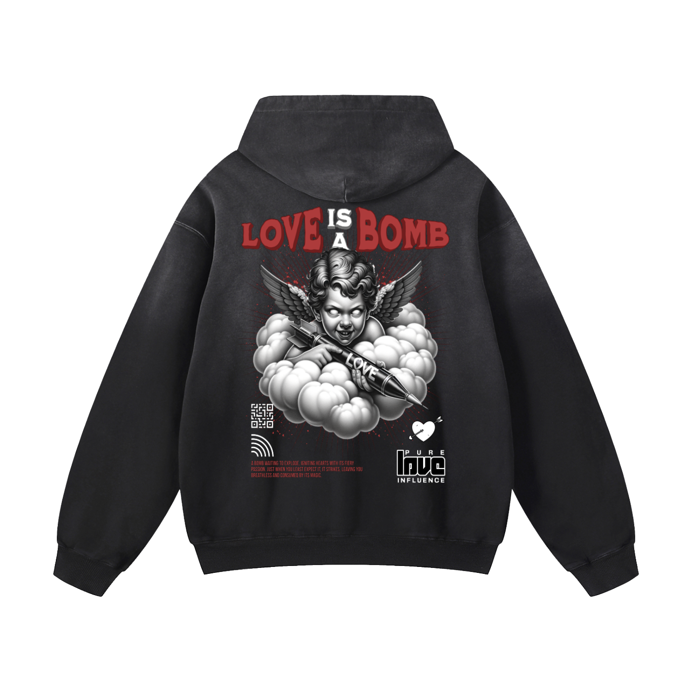 Heavyweight Love Bomb Oversized Hoodie | Men Oversized Hoodie, Women Oversized Hoodie, Black Oversized Hoodie, Heavyweight Hoodie, Sunfade Hoodie, Vintage Wash Hoodie, Heavyweight Oversized Hoodie, Sunfaded Streetwear, Premium Streetwear USA, Vintage Look Hoodie, Heavyweight Sunfade Oversized Hoodie, Luxury Oversized Hoodie, Hoody 