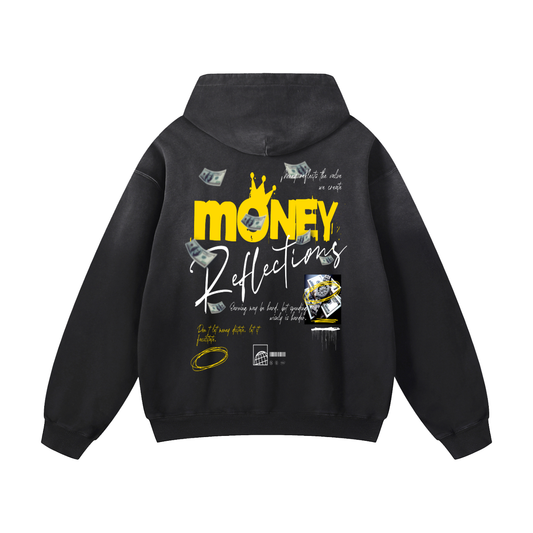 Heavyweight Money Reflections Oversized Hoodie | Men Oversized Hoodie, Women Oversized Hoodie, Black Oversized Hoodie, Heavyweight Hoodie, Sunfade Hoodie, Vintage Wash Hoodie, Heavyweight Oversized Hoodie, Sunfaded Streetwear, Premium Streetwear USA, Vintage Look Hoodie, Heavyweight Sunfade Oversized Hoodie, Luxury Oversized Hoodie, Hoody 