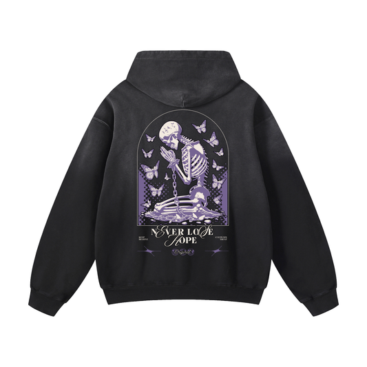 Heavyweight Never Lose Hope Oversized Hoodie | Men Oversized Hoodie, Women Oversized Hoodie, Black Oversized Hoodie, Heavyweight Hoodie, Sunfade Hoodie, Vintage Wash Hoodie, Heavyweight Oversized Hoodie, Sunfaded Streetwear, Premium Streetwear USA, Vintage Look Hoodie, Heavyweight Sunfade Oversized Hoodie, Luxury Oversized Hoodie, Hoody 