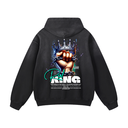 Heavyweight Real King Oversized Hoodie | Men Oversized Hoodie, Women Oversized Hoodie, Black Oversized Hoodie, Heavyweight Hoodie, Sunfade Hoodie, Vintage Wash Hoodie, Heavyweight Oversized Hoodie, Sunfaded Streetwear, Premium Streetwear USA, Vintage Look Hoodie, Heavyweight Sunfade Oversized Hoodie, Luxury Oversized Hoodie, Hoody 