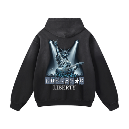 Heavyweight Rockstar Liberty Oversized Hoodie | Men Oversized Hoodie, Women Oversized Hoodie, Black Oversized Hoodie, Heavyweight Hoodie, Sunfade Hoodie, Vintage Wash Hoodie, Heavyweight Oversized Hoodie, Sunfaded Streetwear, Premium Streetwear USA, Vintage Look Hoodie, Heavyweight Sunfade Oversized Hoodie, Luxury Oversized Hoodie, Hoody 