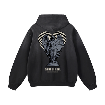 Heavyweight Saint Of Love Oversized Hoodie | Men Oversized Hoodie, Women Oversized Hoodie, Black Oversized Hoodie, Heavyweight Hoodie, Sunfade Hoodie, Vintage Wash Hoodie, Heavyweight Oversized Hoodie, Sunfaded Streetwear, Premium Streetwear USA, Vintage Look Hoodie, Heavyweight Sunfade Oversized Hoodie, Luxury Oversized Hoodie, Hoody 