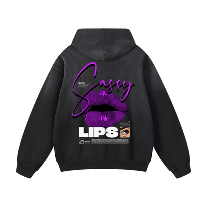 Heavyweight Sassy Lips Oversized Hoodie | Men Oversized Hoodie, Women Oversized Hoodie, Black Oversized Hoodie, Heavyweight Hoodie, Sunfade Hoodie, Vintage Wash Hoodie, Heavyweight Oversized Hoodie, Sunfaded Streetwear, Premium Streetwear USA, Vintage Look Hoodie, Heavyweight Sunfade Oversized Hoodie, Luxury Oversized Hoodie, Hoody 