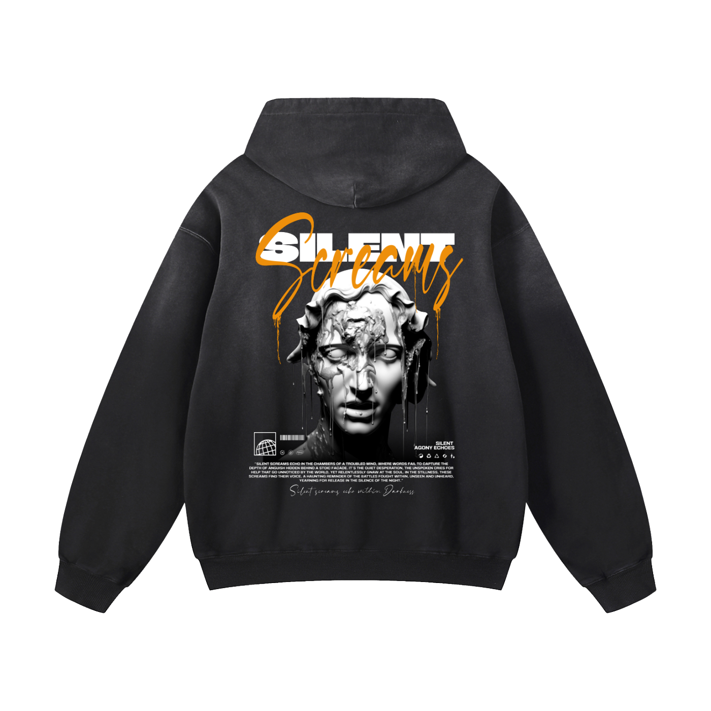 Heavyweight Silent Screams Oversized Hoodie | Men Oversized Hoodie, Women Oversized Hoodie, Black Oversized Hoodie, Heavyweight Hoodie, Sunfade Hoodie, Vintage Wash Hoodie, Heavyweight Oversized Hoodie, Sunfaded Streetwear, Premium Streetwear USA, Vintage Look Hoodie, Heavyweight Sunfade Oversized Hoodie, Luxury Oversized Hoodie, Hoody 