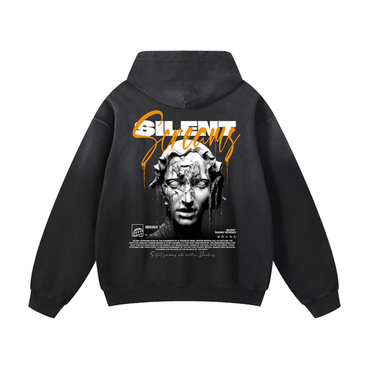 Heavyweight Silent Screams Oversized Hoodie | Men Oversized Hoodie, Women Oversized Hoodie, Black Oversized Hoodie, Heavyweight Hoodie, Sunfade Hoodie, Vintage Wash Hoodie, Heavyweight Oversized Hoodie, Sunfaded Streetwear, Premium Streetwear USA, Vintage Look Hoodie, Heavyweight Sunfade Oversized Hoodie, Luxury Oversized Hoodie, Hoody 