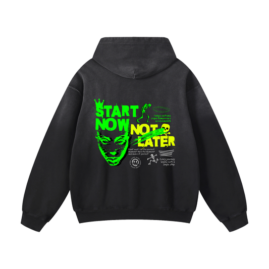 Heavyweight Start Now Not Later Oversized Hoodie | Men Oversized Hoodie, Women Oversized Hoodie, Black Oversized Hoodie, Heavyweight Hoodie, Sunfade Hoodie, Vintage Wash Hoodie, Heavyweight Oversized Hoodie, Sunfaded Streetwear, Premium Streetwear USA, Vintage Look Hoodie, Heavyweight Sunfade Oversized Hoodie, Luxury Oversized Hoodie, Hoody 