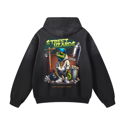 Heavyweight Street Lizard Oversized Hoodie | Men Oversized Hoodie, Women Oversized Hoodie, Black Oversized Hoodie, Heavyweight Hoodie, Sunfade Hoodie, Vintage Wash Hoodie, Heavyweight Oversized Hoodie, Sunfaded Streetwear, Premium Streetwear USA, Vintage Look Hoodie, Heavyweight Sunfade Oversized Hoodie, Luxury Oversized Hoodie, Hoody 