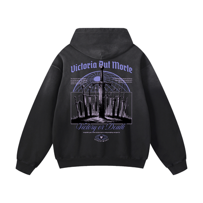 Heavyweight Victory Or Death Oversized Hoodie | Men Oversized Hoodie, Women Oversized Hoodie, Black Oversized Hoodie, Heavyweight Hoodie, Sunfade Hoodie, Vintage Wash Hoodie, Heavyweight Oversized Hoodie, Sunfaded Streetwear, Premium Streetwear USA, Vintage Look Hoodie, Heavyweight Sunfade Oversized Hoodie, Luxury Oversized Hoodie, Hoody 