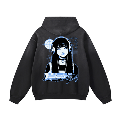 Heavyweight Y2K Girl Oversized Hoodie | Men Oversized Hoodie, Women Oversized Hoodie, Black Oversized Hoodie, Heavyweight Hoodie, Sunfade Hoodie, Vintage Wash Hoodie, Heavyweight Oversized Hoodie, Sunfaded Streetwear, Premium Streetwear USA, Vintage Look Hoodie, Heavyweight Sunfade Oversized Hoodie, Luxury Oversized Hoodie, Hoody 